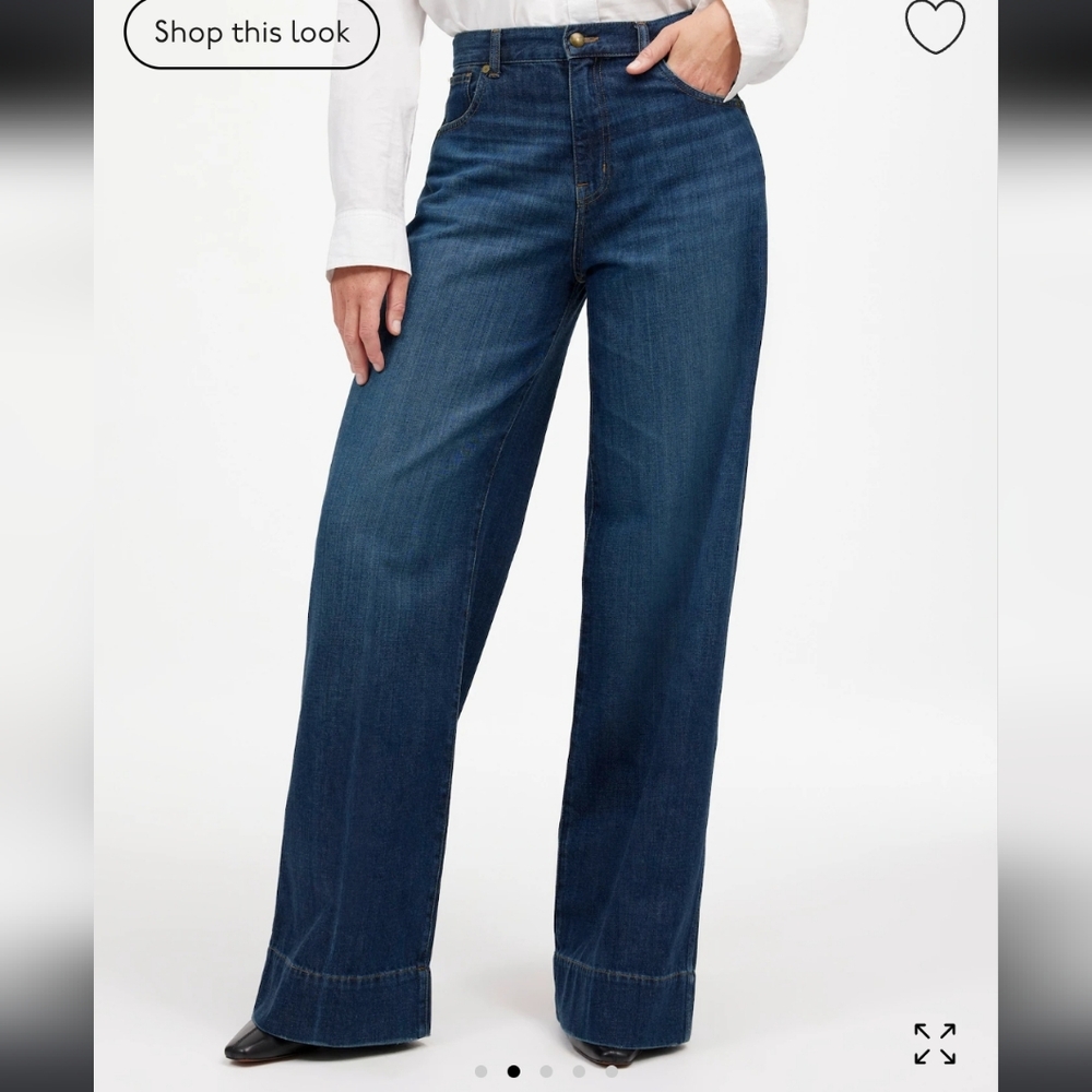 Madewell Dark Blue Soft Drape Super Wide Leg Jeans